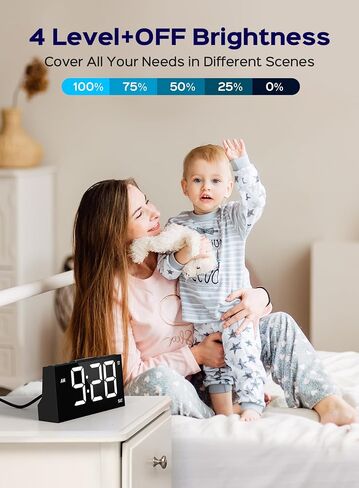 GOLOZA Digital Alarm Clocks for Bedrooms, Digital Clock with 4 Level Brightness +Off, Dual Customizable Alarms, USB Port, Power-Off Memory, Snooze, DST, 12/24H, Desk Clock for Kids Adults Elderly in Saudi Arabia
