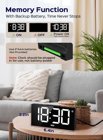 GOLOZA Digital Alarm Clocks for Bedrooms, Digital Clock with 4 Level Brightness +Off, Dual Customizable Alarms, USB Port, Power-Off Memory, Snooze, DST, 12/24H, Desk Clock for Kids Adults Elderly in Saudi Arabia