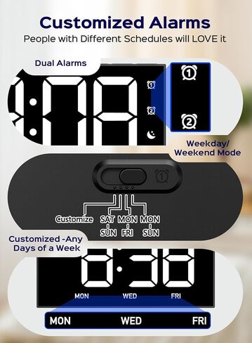 GOLOZA Digital Alarm Clocks for Bedrooms, Digital Clock with 4 Level Brightness +Off, Dual Customizable Alarms, USB Port, Power-Off Memory, Snooze, DST, 12/24H, Desk Clock for Kids Adults Elderly in Saudi Arabia