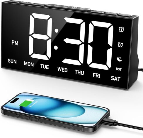 GOLOZA Digital Alarm Clocks for Bedrooms, Digital Clock with 4 Level Brightness +Off, Dual Customizable Alarms, USB Port, Power-Off Memory, Snooze, DST, 12/24H, Desk Clock for Kids Adults Elderly in Saudi Arabia
