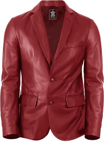 Lambskin Mens Leather Blazer 2 Button Sport Coat- Lambskin Leather Blazers for Men Premium Leather Coat in Saudi Arabia