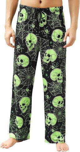 Halloween Pajama Pants Men's Sleepwear Lounge Pajama Bottoms Drawstring Sleep Pants Night Pants Stylish Multiple Patterns in Kuwait