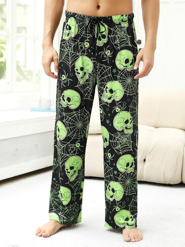 Halloween Pajama Pants Men's Sleepwear Lounge Pajama Bottoms Drawstring Sleep Pants Night Pants Stylish Multiple Patterns in Kuwait