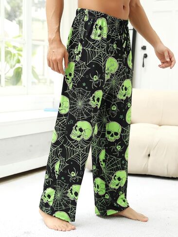Halloween Pajama Pants Men's Sleepwear Lounge Pajama Bottoms Drawstring Sleep Pants Night Pants Stylish Multiple Patterns in Kuwait