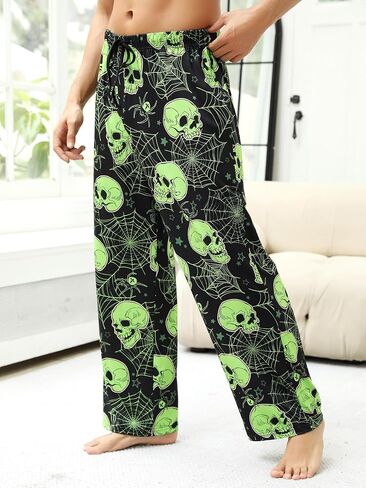 Halloween Pajama Pants Men's Sleepwear Lounge Pajama Bottoms Drawstring Sleep Pants Night Pants Stylish Multiple Patterns in Kuwait