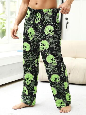 Halloween Pajama Pants Men's Sleepwear Lounge Pajama Bottoms Drawstring Sleep Pants Night Pants Stylish Multiple Patterns in Kuwait