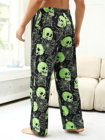 Halloween Pajama Pants Men's Sleepwear Lounge Pajama Bottoms Drawstring Sleep Pants Night Pants Stylish Multiple Patterns in Kuwait