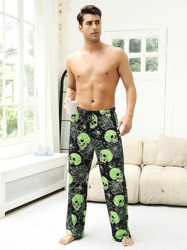 Halloween Pajama Pants Men's Sleepwear Lounge Pajama Bottoms Drawstring Sleep Pants Night Pants Stylish Multiple Patterns in Kuwait