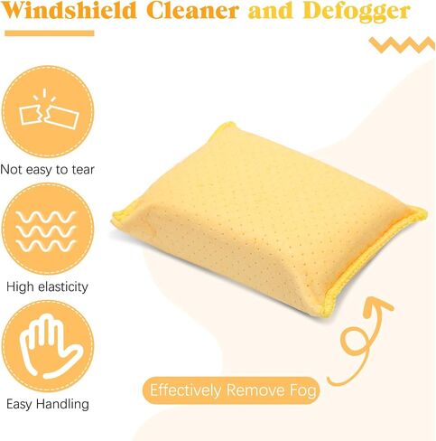 8 PCS Car Windshield Cleaner و Defogger Window Glass Defogger صفراء Chamois Sponge Gash Car Tool لتنظيف الزجاج الأمامي الداخلي in Kuwait