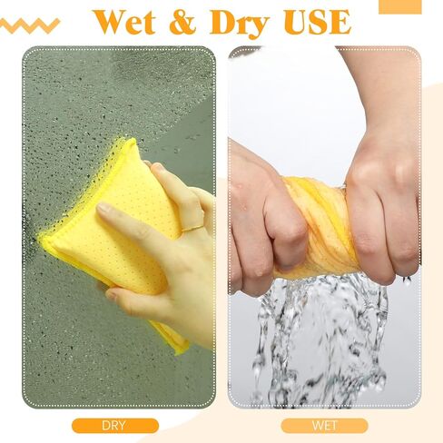 8 PCS Car Windshield Cleaner و Defogger Window Glass Defogger صفراء Chamois Sponge Gash Car Tool لتنظيف الزجاج الأمامي الداخلي in Kuwait