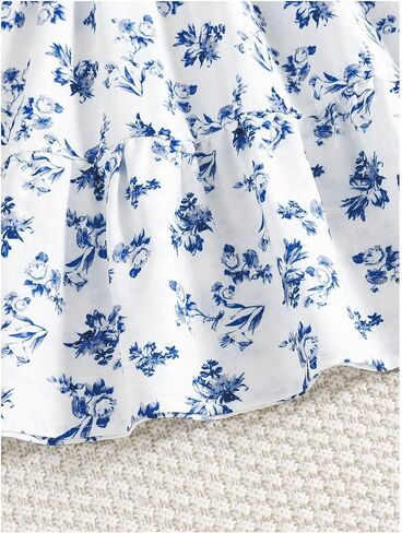Floerns Girl's Boho Floral Print Puff Short Sleeve A Line Dress Ruffle Hem Summer Dresses in Kuwait