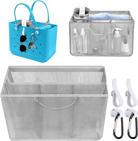 Mesh Beach Bag Organizer Liner متوافق مع إكسسوارات حقيبة Bogg الكبيرة ، شبكات إدراج مقسم سحاب لأكياس BOGG الأصلية XL/ببساطة جنوب الحمل الجنوبي -جري in Kuwait