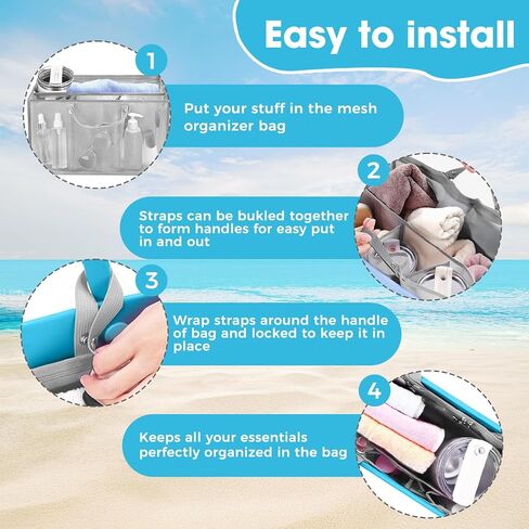 Mesh Beach Bag Organizer Liner متوافق مع إكسسوارات حقيبة Bogg الكبيرة ، شبكات إدراج مقسم سحاب لأكياس BOGG الأصلية XL/ببساطة جنوب الحمل الجنوبي -جري in Kuwait