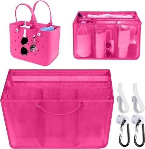 Mesh Beach Bag Organizer Liner متوافق مع إكسسوارات حقيبة Bogg الكبيرة ، شبكات إدراج مقسم سحاب لأكياس BOGG الأصلية XL/ببساطة جنوب الحمل الجنوبي -جري in Kuwait