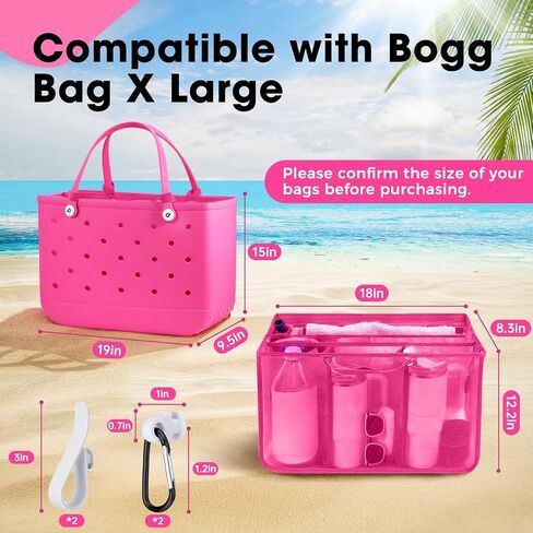 Mesh Beach Bag Organizer Liner متوافق مع إكسسوارات حقيبة Bogg الكبيرة ، شبكات إدراج مقسم سحاب لأكياس BOGG الأصلية XL/ببساطة جنوب الحمل الجنوبي -جري in Kuwait
