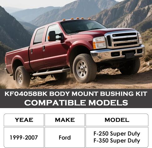 KF04058BK Body Cab Bushing Kits for 1999-2007 Ford F250 F350 Super Duty, Cab Bushings, Steel Sleeves & Hardware, black in Saudi Arabia
