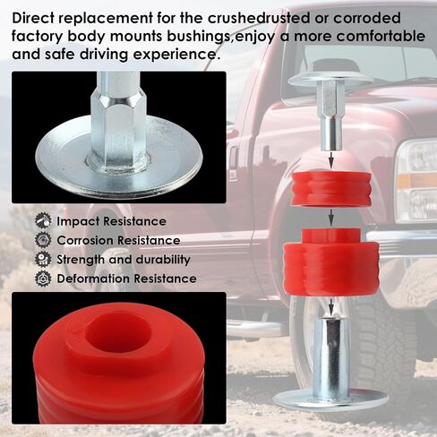 KF04058BK Body Cab Bushing Kits for 1999-2007 Ford F250 F350 Super Duty, Cab Bushings, Steel Sleeves & Hardware, black in Saudi Arabia