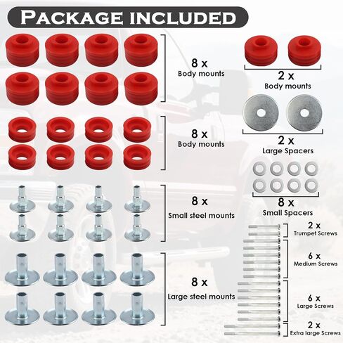 KF04058BK Body Cab Bushing Kits for 1999-2007 Ford F250 F350 Super Duty, Cab Bushings, Steel Sleeves & Hardware, black in Saudi Arabia