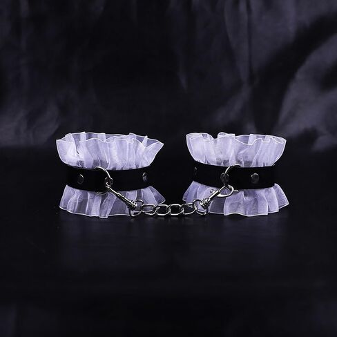 Womens Lace Wrist Cuffs Sexy Hand Cuffs Adults Adjustable Handcuffs Cosplay Ankle Handcuffs Adult Ankle Cuffs Bedroom Accessories for Couples White in Saudi Arabia