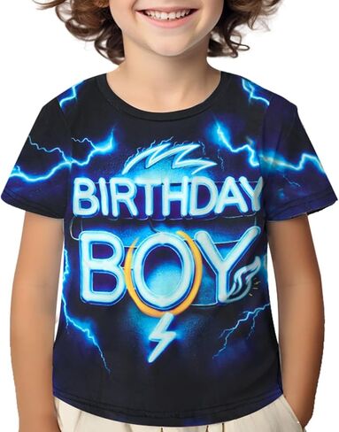 قمصان أعياد الميلاد للأولاد من 6 إلى 12 عامًا ، وتصميم البرق ، بوي عيد ميلاد بوي تي شيرت قصير الأكمام للاحتفالات بالهدايا الحزبية in Kuwait