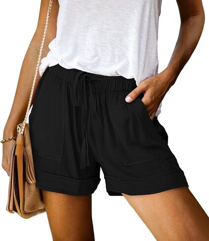 KISSMODA Womens Summer Shorts with Pockets Lightweight High Waisted Adjustable Tie Knot Loose Casual Short in Saudi Arabia