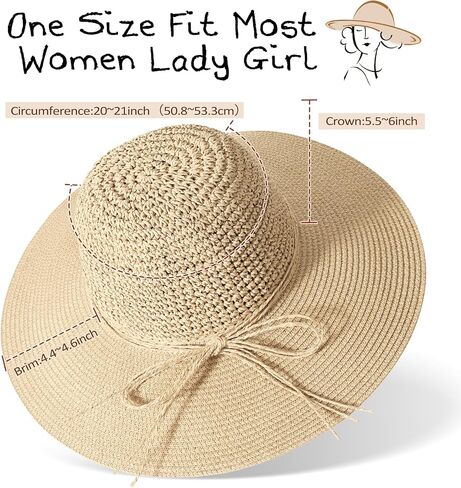 Beach Hats for Women - Straw Hat, Sun Hats for Women UPF 50+ UV Protection, Beach Hat Packable Foldable in Saudi Arabia