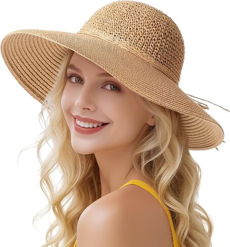 Beach Hats for Women - Straw Hat, Sun Hats for Women UPF 50+ UV Protection, Beach Hat Packable Foldable in Saudi Arabia