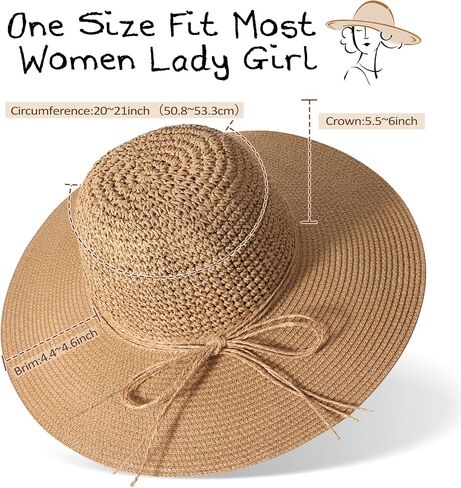 Beach Hats for Women - Straw Hat, Sun Hats for Women UPF 50+ UV Protection, Beach Hat Packable Foldable in Saudi Arabia