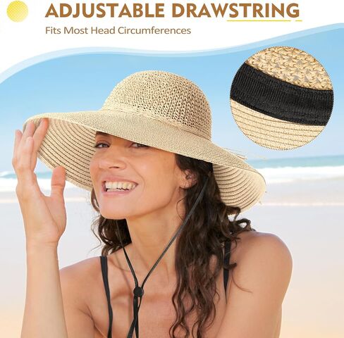 Beach Hats for Women - Straw Hat, Sun Hats for Women UPF 50+ UV Protection, Beach Hat Packable Foldable in Saudi Arabia