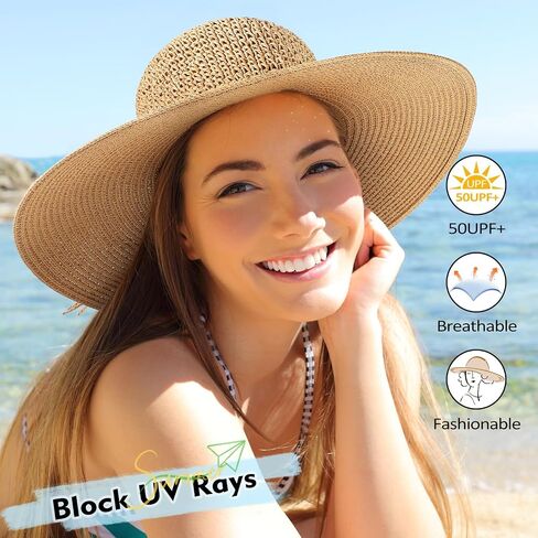 Beach Hats for Women - Straw Hat, Sun Hats for Women UPF 50+ UV Protection, Beach Hat Packable Foldable in Saudi Arabia