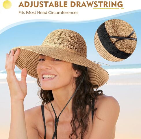 Beach Hats for Women - Straw Hat, Sun Hats for Women UPF 50+ UV Protection, Beach Hat Packable Foldable in Saudi Arabia