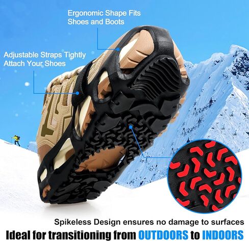 OROOTL Spikeless Ice Cleats for Indoor/Outdoor Spikeless Footwear Traction Device for Men Women Non Slip Ice Cleats Universal Shoes Grippers Job Safety Traction Slip-On in Saudi Arabia
