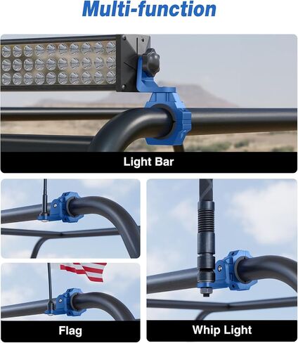 2PC Blue UTV Whip Mount, 360° Adjustable Heavy Duty Aluminum UTV Flag Mount, 1"-1.75"-2" Whip Light Mount Bracket for Roll Bar, Antenna of UTV ATV Polaris RZR SXS Can-Am in Saudi Arabia