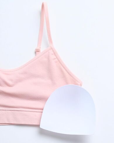 Reebok Girls' Bralette - Seamless Racerback Crop Cami Bralette with Removable Pads (2 Pack), Size Medium, All White in Saudi Arabia