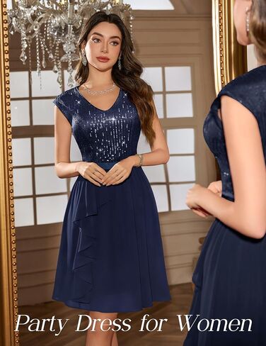 فستان نسائي من Wedtrend مزين بالترتر وأكمام قصيرة فساتين لحفلات الكوكتيل مكشكشة قصيرة لحفلات العودة للوطن 2024 in Kuwait