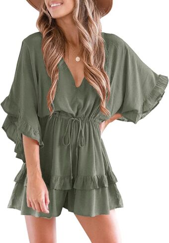 Valphsio Womens v Neck Beach Romper Chulled Chulled Charpresh Chectring Pleissuit in Kuwait