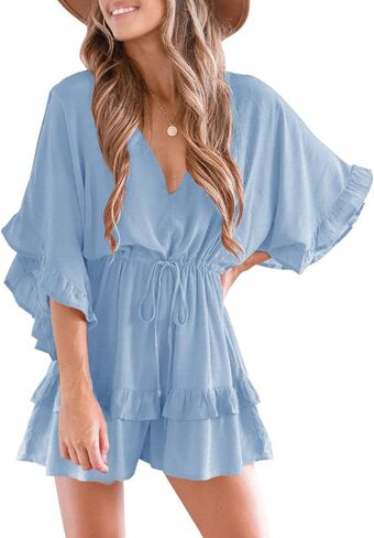 Valphsio Womens v Neck Beach Romper Chulled Chulled Charpresh Chectring Pleissuit in Kuwait