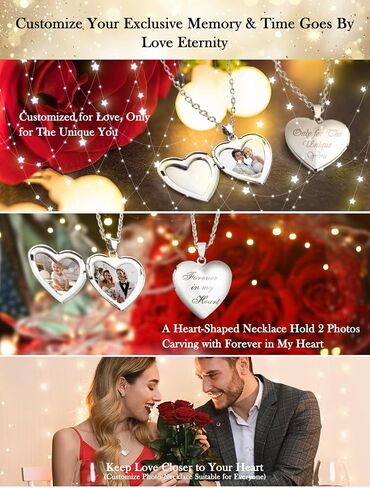 Preserved Rose in A Box Forever Red Roses Heart Box to My Love Eternal Flower Box for Her Girlfriend Wife Mom Preserved Roses with Custom Photo Necklace Cherish These in Saudi Arabia
