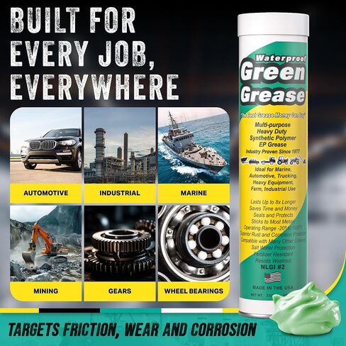 Green Grease 1003 شحم صناعي مقاوم للماء بدرجة حرارة عالية، 14 أونصة. أنبوب (عبوة من 10) in Saudi Arabia