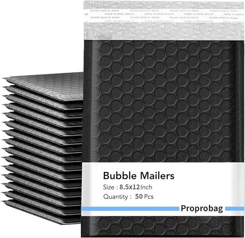 Proprobag Black Bubble Mailers 8.5 X 11 50 Pack, Strong Adhesion Self Sealing Padded Shipping Mailing Envelopes Bulk in Saudi Arabia