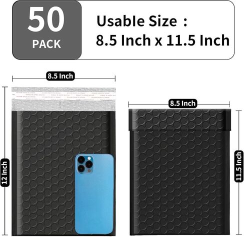 Proprobag Black Bubble Mailers 8.5 X 11 50 Pack, Strong Adhesion Self Sealing Padded Shipping Mailing Envelopes Bulk in Saudi Arabia
