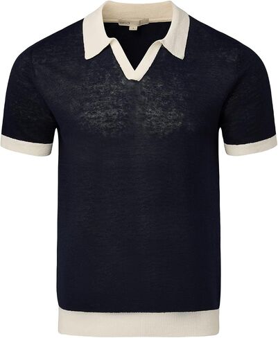 Men's Linen Johnny Collar Polo Sweater in Saudi Arabia