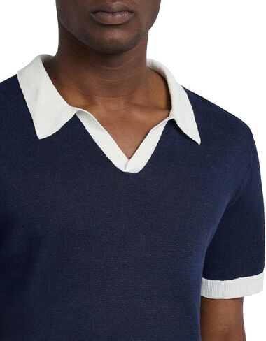 Men's Linen Johnny Collar Polo Sweater in Saudi Arabia