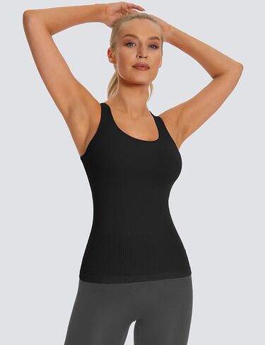 MathCat Seamless Workout Tank Top for Women with Built in Bra, Padded Racerback Athletic Yoga Camisole in Saudi Arabia