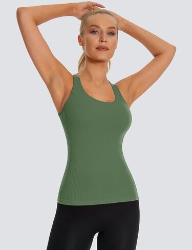 MathCat Seamless Workout Tank Top for Women with Built in Bra, Padded Racerback Athletic Yoga Camisole in Saudi Arabia