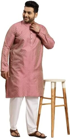 Sojanya Plus Men Jacquard Silk Maroon Design Kurta & Off-White Churidar Pajama in Kuwait