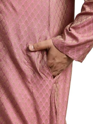 Sojanya Plus Men Jacquard Silk Maroon Design Kurta & Off-White Churidar Pajama in Kuwait