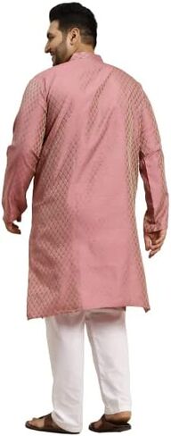 Sojanya Plus Men Jacquard Silk Maroon Design Kurta & Off-White Churidar Pajama in Kuwait