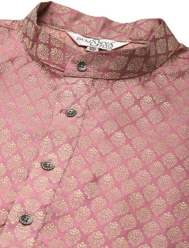 Sojanya Plus Men Jacquard Silk Maroon Design Kurta & Off-White Churidar Pajama in Kuwait
