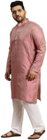 Sojanya Plus Men Jacquard Silk Maroon Design Kurta & Off-White Churidar Pajama in Kuwait